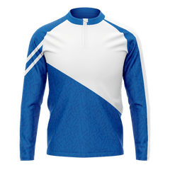 1/4 ジップ ジャケット水色 白