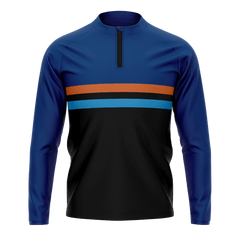 1/4 ジップ ジャケット 昇華 サッカ 青