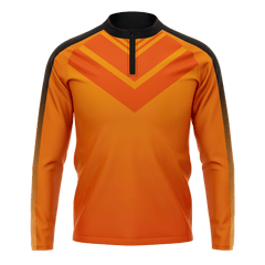 1/4 ジップ ジャケット 黒 オレンジ