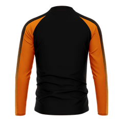 1/4 ジップ ジャケット 黒 オレンジ サッカ