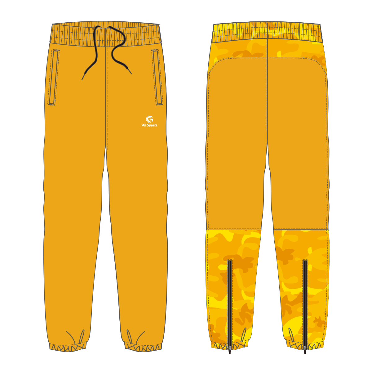 昇華フルオーダーピステパンツ 迷彩 オレンジ