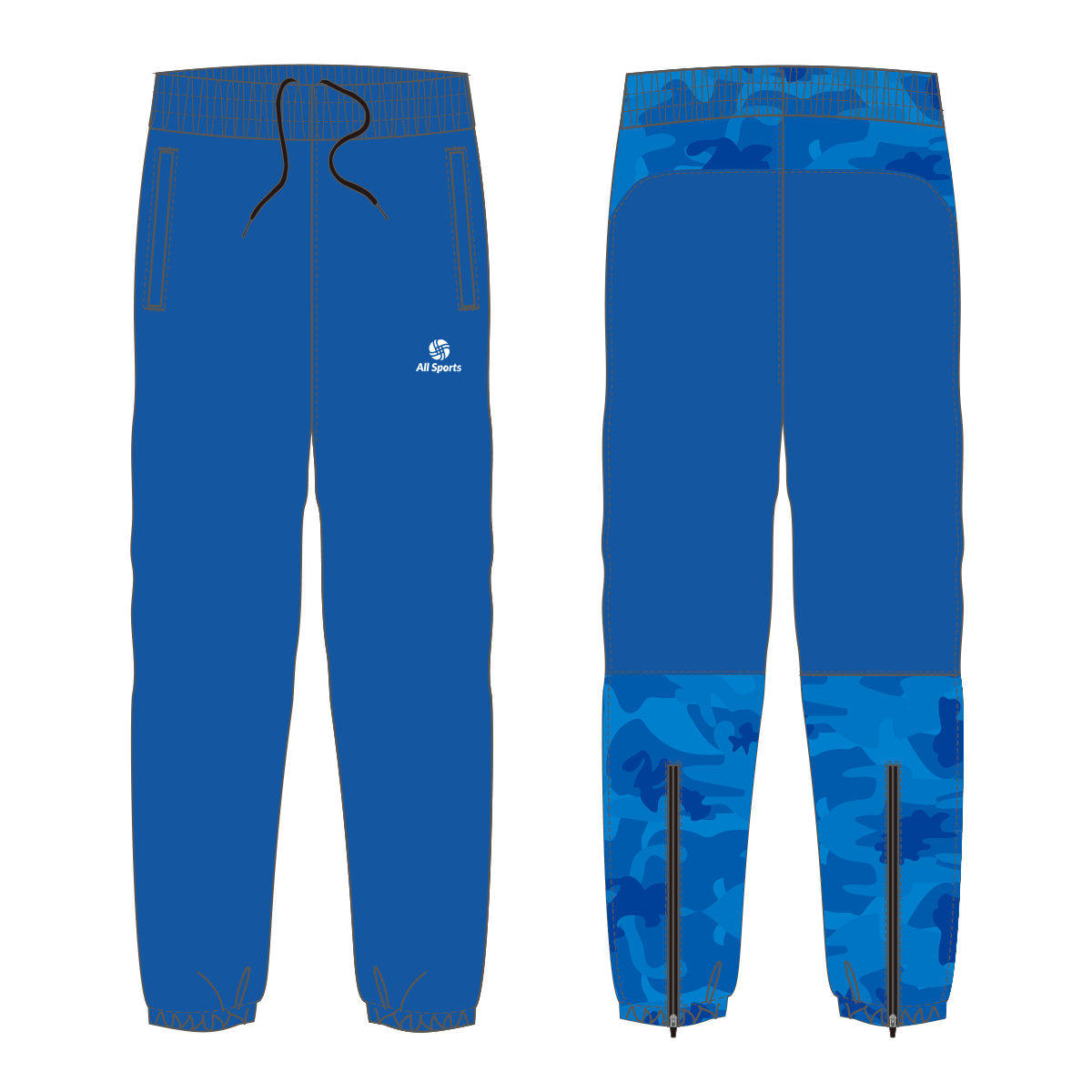 昇華フルオーダーピステパンツ 迷彩 青