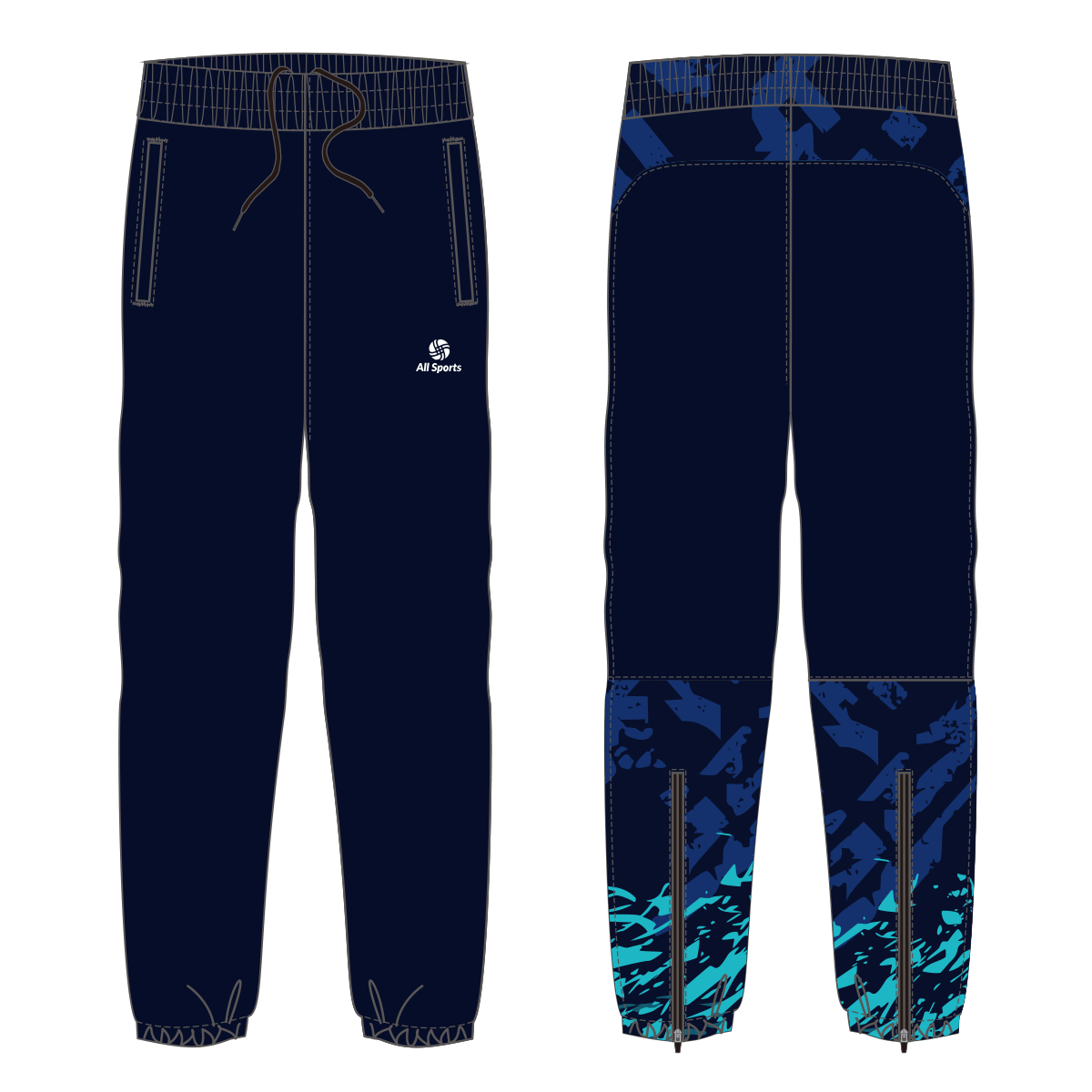 昇華フルオーダーピステパンツ 迷彩 青