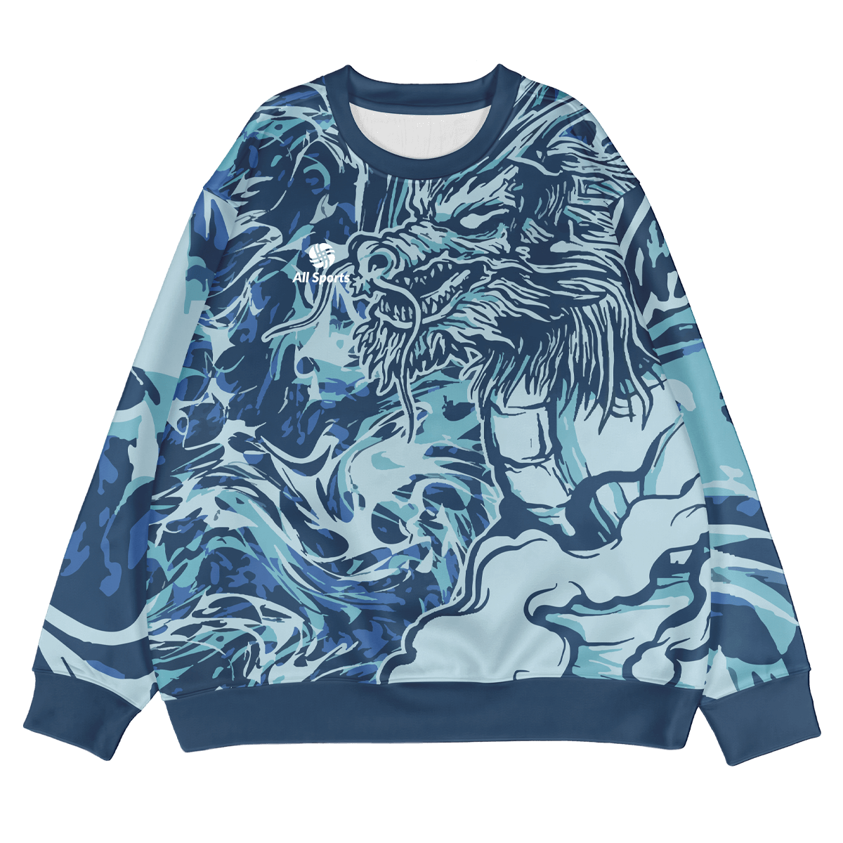 昇華スウェットシャツ 青 模様