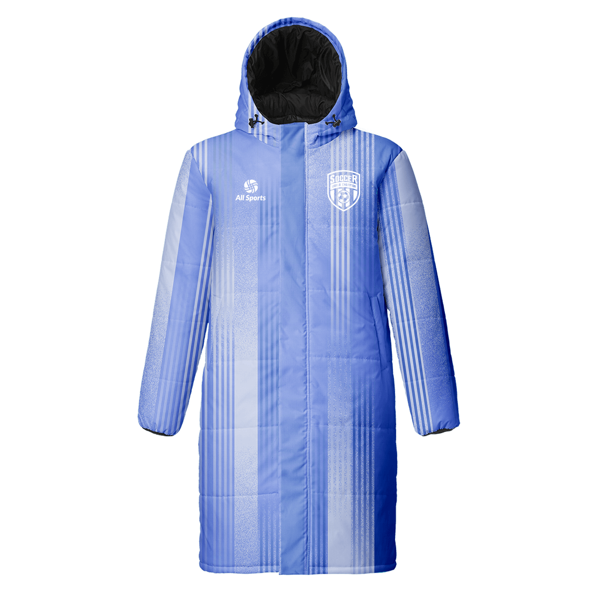 冬 昇華 中綿 ロングコート 青