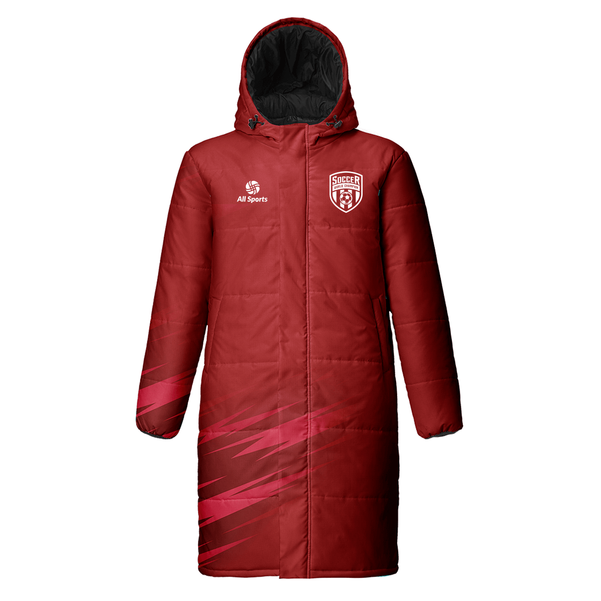 昇華中綿ロングコート 赤