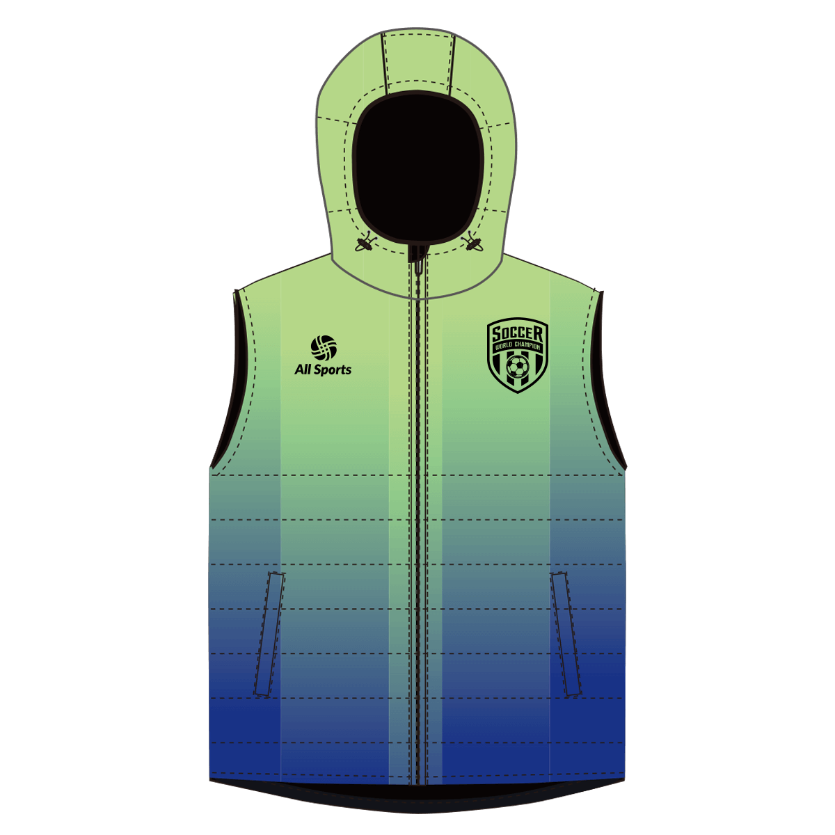 昇華 中綿のベスト 冬 緑青