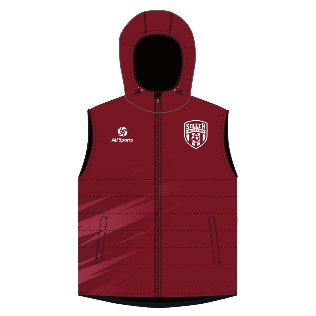 昇華中綿のベスト 赤 冬