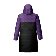 冬 ジャケット メンズ 昇華 中綿 ロングコート,紫 黒