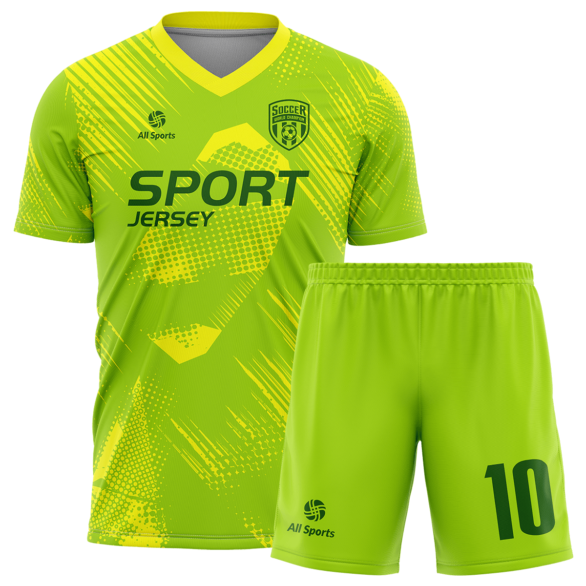 All Sports | 昇華 サッカー ユニフォーム 上下セット FY24035・黄緑 All Sports | 昇華 サッカー ユニフォーム 上下セット FY24035・黄緑