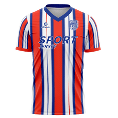 サッカー ユニフォーム 赤 青 ストライプ