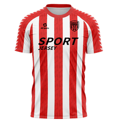 サッカー ユニフォーム 赤 白 ストライプ