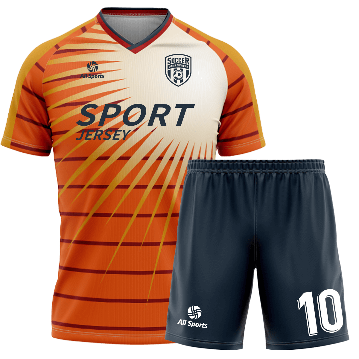 サッカー オレンジ 黒 ユニフォーム