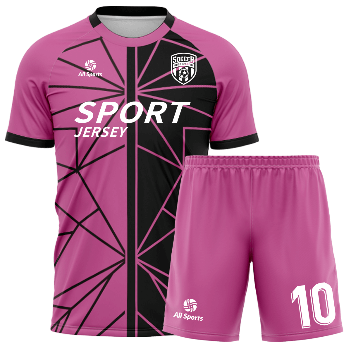 サッカー ユニフォーム 黒 ピンク