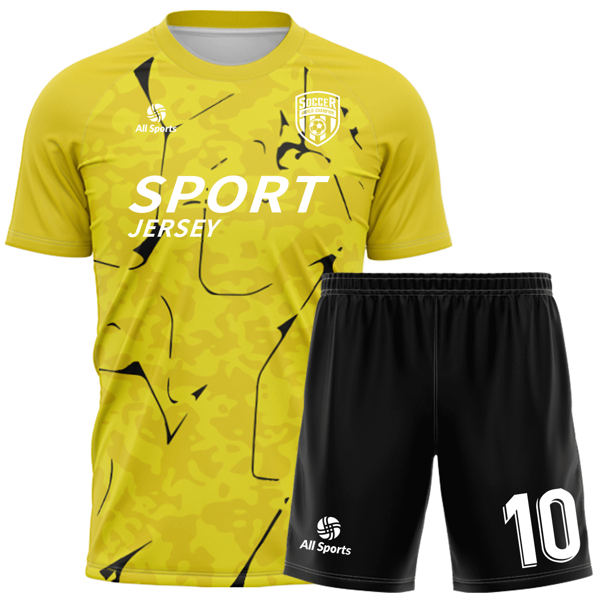 サッカー ユニフォーム 黄黒 上下