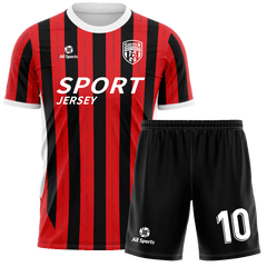 サッカー ユニフォーム ストライプ 赤黒