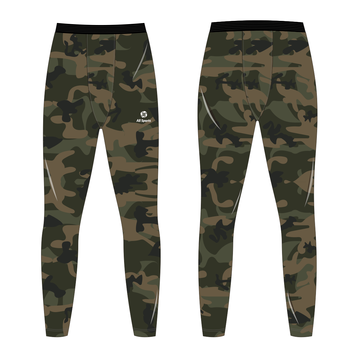 昇華ロングインナーパンツ 緑 迷彩