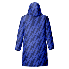 冬 服装 メンズ 昇華 中綿 ロングコート 青