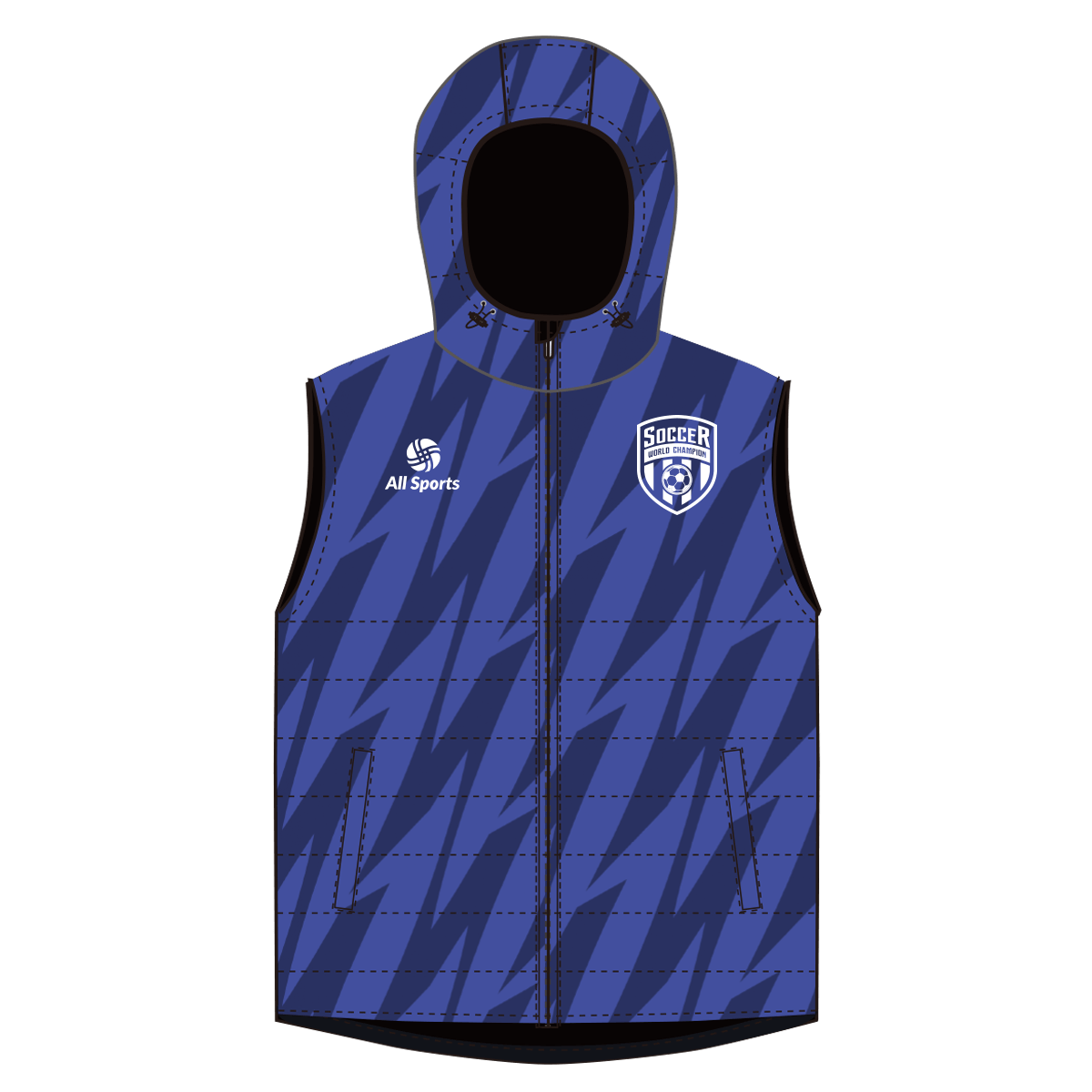 冬 アウター メンズ 昇華 中綿 ベスト 青