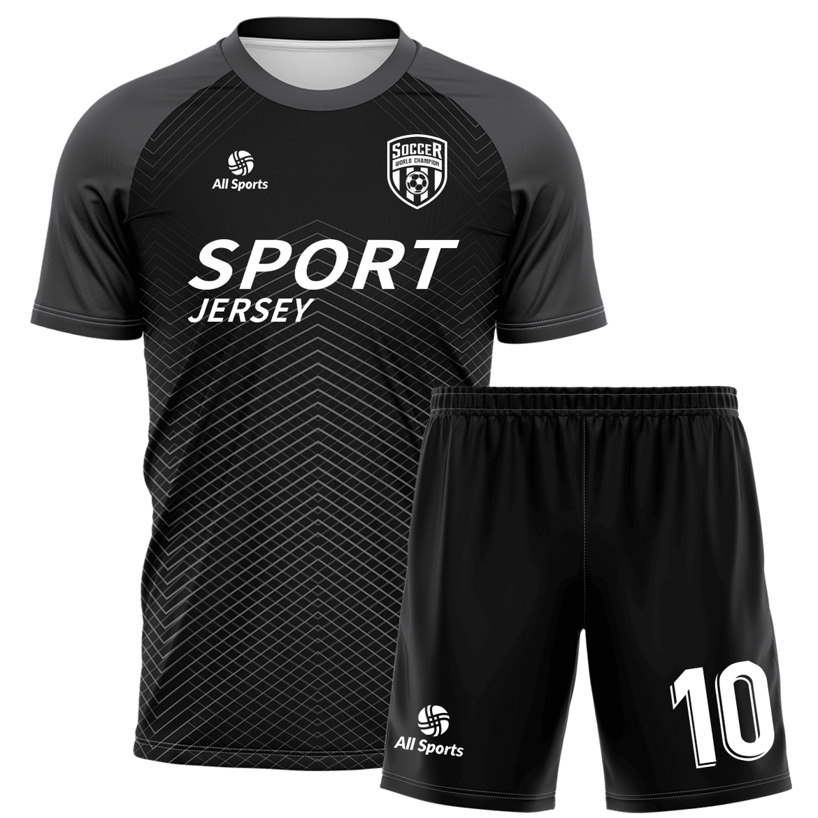 FUJIWARA選手 ユニフォーム(黒) SoccerUniformSetFY2377-Black-